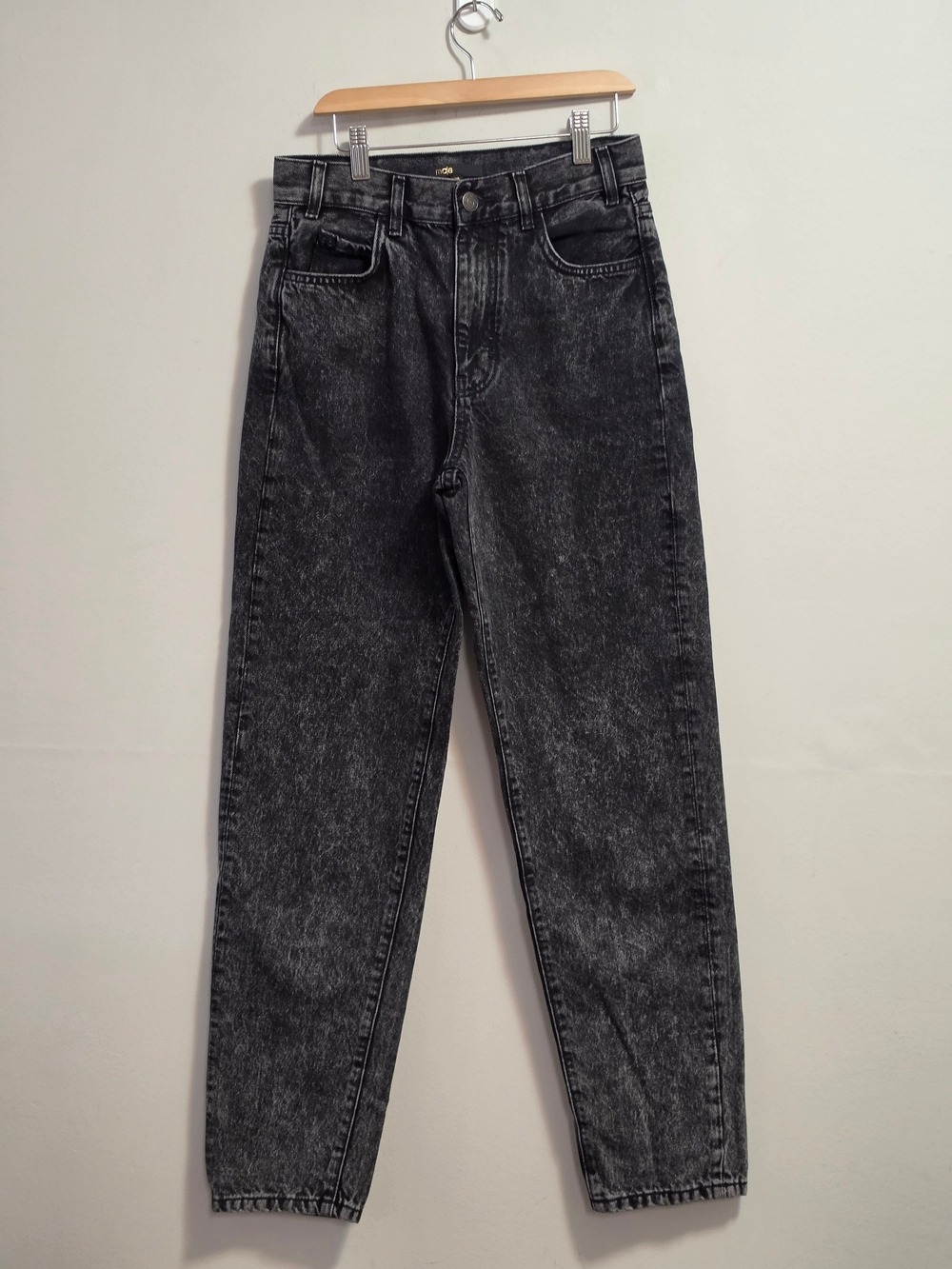 Maje Black Acid-Wash Slim Straight Jeans